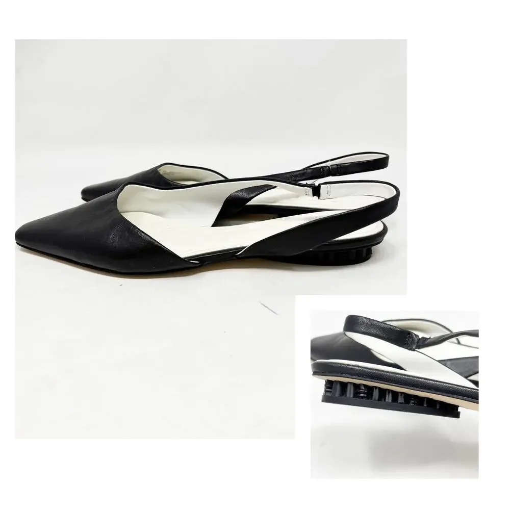 Franco Sarto A-Riva Black Leather Sling Back Pointy Toe Ballet Flat Womens 8.5 - Picture 1 of 10